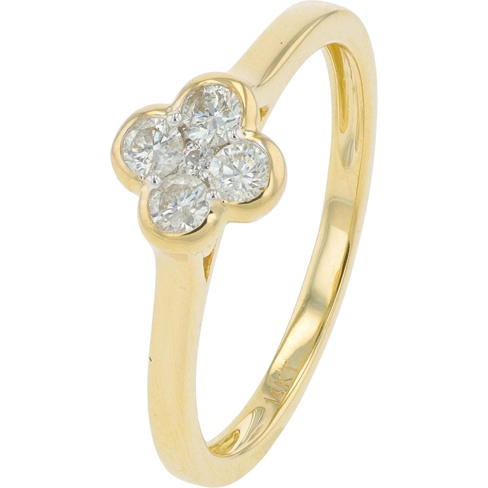 14K Yellow Gold Floral Diamond Ring with 0.25 Carat Total Diamond Weight