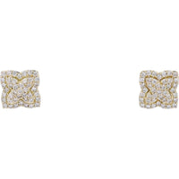 14K Yellow Gold Floral Diamond Stud Earrings - 0.56 Carats Total Diamond Weight
