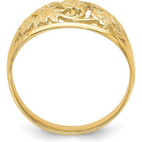 14K Yellow Gold Floral Dome Fashion Ring with Tapered Band Design by Oro Pregiato