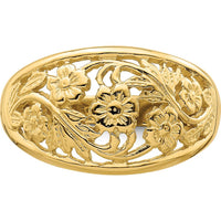 14K Yellow Gold Floral Dome Fashion Ring with Tapered Band Design by Oro Pregiato