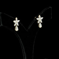 14K Yellow Gold Floral Drop Earrings with Pear and Marquise Lab Diamond Clusters - 3.25 Total Carat Weight, E-F VS Clarity - Covaloro Fine Jewelry