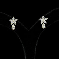 14K Yellow Gold Floral Drop Earrings with Pear and Marquise Lab Diamond Clusters - 3.25 Total Carat Weight, E-F VS Clarity - Covaloro Fine Jewelry