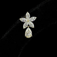 14K Yellow Gold Floral Drop Earrings with Pear and Marquise Lab Diamond Clusters - 3.25 Total Carat Weight, E-F VS Clarity - Covaloro Fine Jewelry