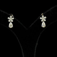 14K Yellow Gold Floral Drop Earrings with Pear Shaped Lab Diamonds - 1.95 Carat Total Weight (0.65 Carat Each Main Stone, 0.69 Carat Total Accents) - Covaloro Fine Jewelry