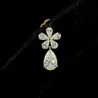 14K Yellow Gold Floral Drop Earrings with Pear Shaped Lab Diamonds - 1.95 Carat Total Weight (0.65 Carat Each Main Stone, 0.69 Carat Total Accents) - Covaloro Fine Jewelry
