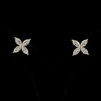 14K Yellow Gold Floral Marquise Diamond Stud Earrings - 2.99 Carat Total Weight Lab-Grown Diamonds (E-F Color, VS Clarity) - Covaloro Fine Jewelry