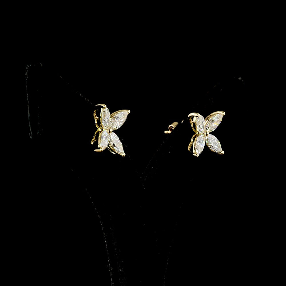 14K Yellow Gold Floral Marquise Diamond Stud Earrings - 2.99 Carat Total Weight Lab-Grown Diamonds (E-F Color, VS Clarity) - Covaloro Fine Jewelry
