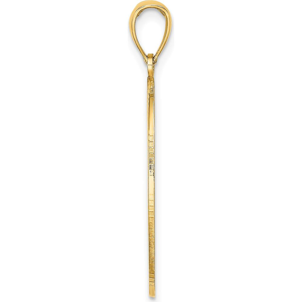 14K Yellow Gold Floral Oval Pendant with Engravable Center - Polished Finish by Oro Pregiato
