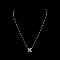 14K Yellow Gold Floral Pendant  with 4 Prong-Set Marquise Cut Lab Diamonds - 2.10 Carat Total Diamond Weight - Covaloro Fine Jewelry