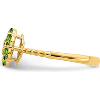 14K Yellow Gold Floral Ring with Round Peridot and Diamond Accents - 0.126 Carat Peridot, 0.004 Carat Diamond by 0