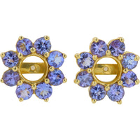 14K Yellow Gold Floral Tanzanite Earring Jackets - 1.0 Carat Total Tanzanite Weight