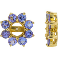14K Yellow Gold Floral Tanzanite Earring Jackets - 1.0 Carat Total Tanzanite Weight