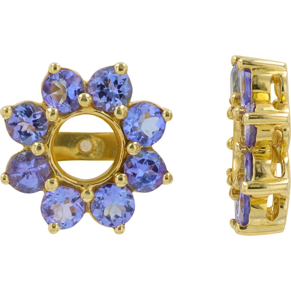 14K Yellow Gold Floral Tanzanite Earring Jackets - 1.0 Carat Total Tanzanite Weight