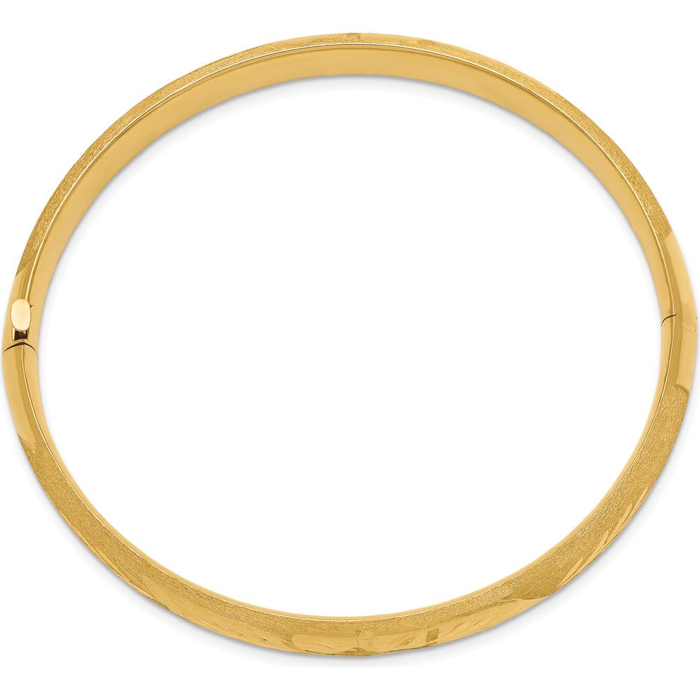 14K Yellow Gold Florentine Engraved 8mm Hinged Bangle Bracelet with Diamond-Cut Finish by Oro Pregiato
