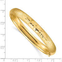 14K Yellow Gold Florentine Engraved 8mm Hinged Bangle Bracelet with Diamond-Cut Finish by Oro Pregiato