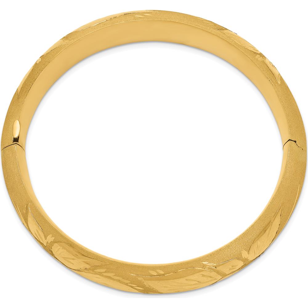 14K Yellow Gold Florentine Engraved Hinged Bangle Bracelet - 17mm Width by Oro Pregiato