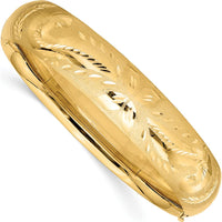 14K Yellow Gold Florentine Engraved Hinged Round Bangle Bracelet - 14.5mm Width by Oro Pregiato