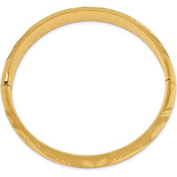 14K Yellow Gold Florentine Engraved Hinged Round Bangle Bracelet - 14.5mm Width by Oro Pregiato
