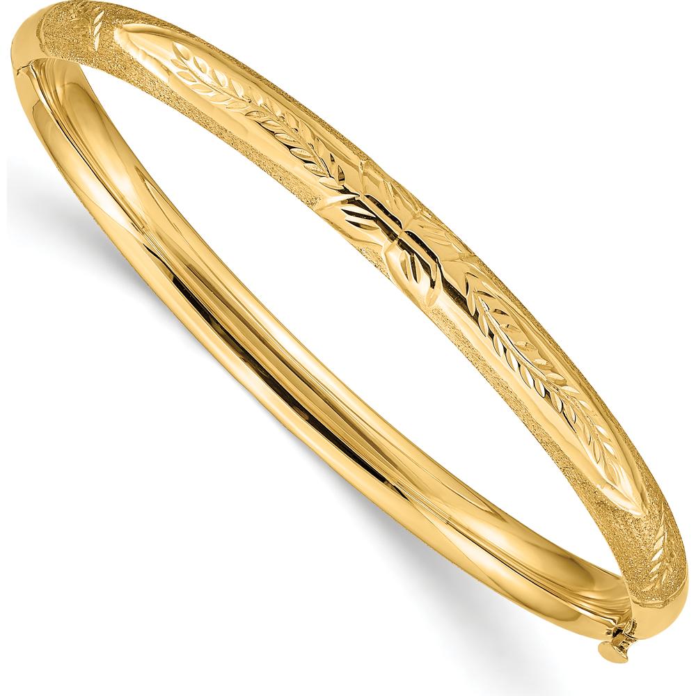 14K Yellow Gold Florentine Hinged Baby Bangle with Diamond-Cut Texture by Oro Pregiato