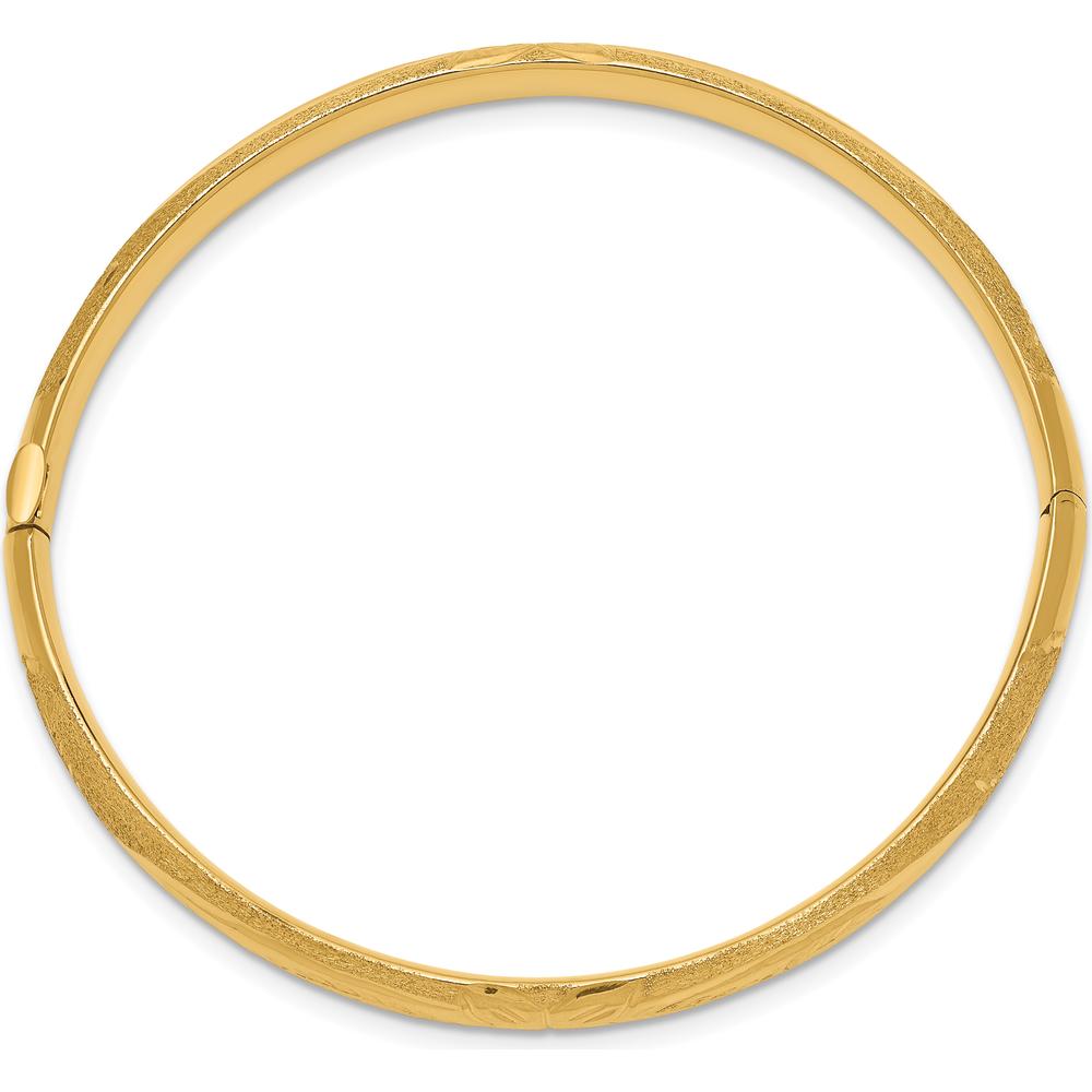 14K Yellow Gold Florentine Hinged Baby Bangle with Diamond-Cut Texture by Oro Pregiato
