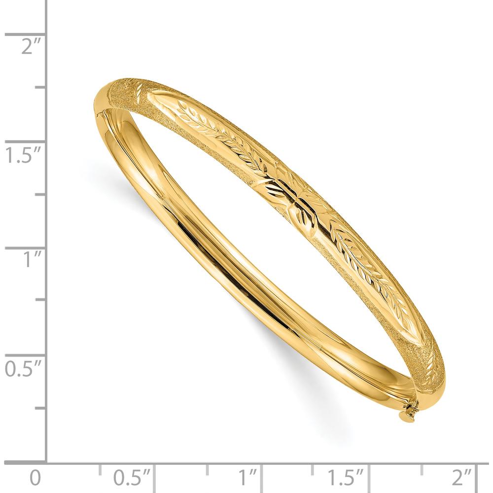 14K Yellow Gold Florentine Hinged Baby Bangle with Diamond-Cut Texture by Oro Pregiato