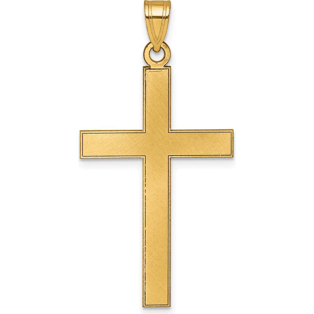 14K Yellow Gold Florentine Satin Cross Pendant - 42.6mm by Oro Pregiato