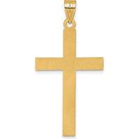 14K Yellow Gold Florentine Satin Cross Pendant - 42.6mm by Oro Pregiato