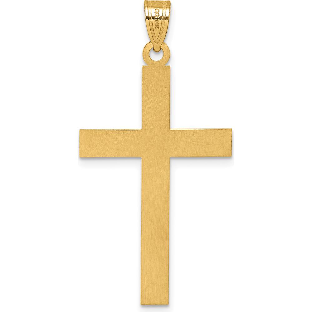 14K Yellow Gold Florentine Satin Cross Pendant - 42.6mm by Oro Pregiato