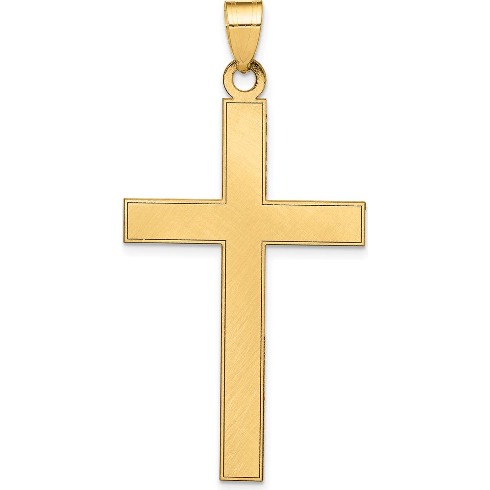 14K Yellow Gold Florentine Satin Cross Pendant - 48mm Length by Oro Pregiato