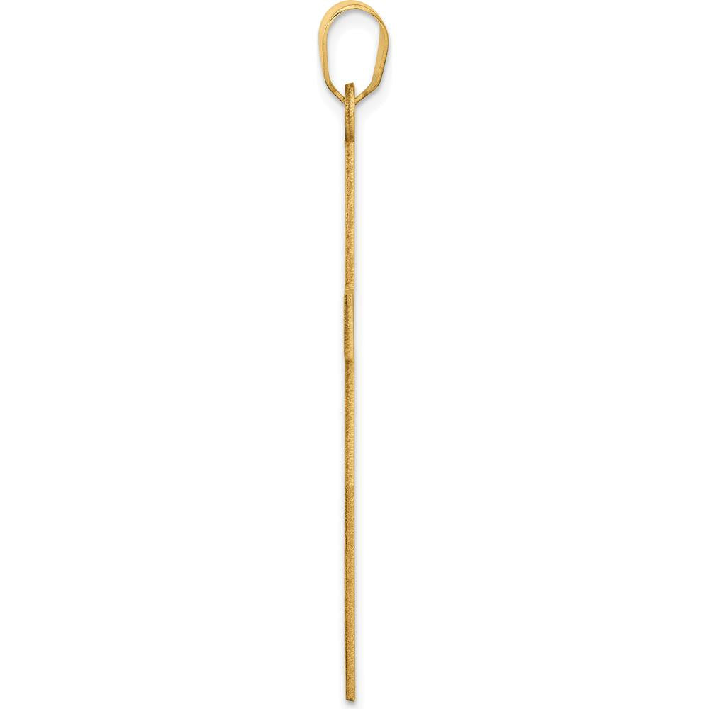 14K Yellow Gold Florentine Satin Cross Pendant - 48mm Length by Oro Pregiato