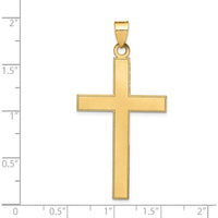 14K Yellow Gold Florentine Satin Cross Pendant - 48mm Length by Oro Pregiato