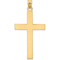14K Yellow Gold Florentine Satin Cross Pendant - 48mm Length by Oro Pregiato