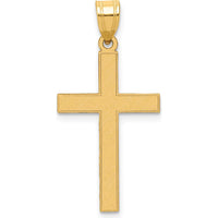 14K Yellow Gold Florentine Satin Cross Pendant with Polished Bail - 28mm Total Length by Oro Pregiato