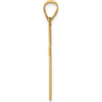 14K Yellow Gold Florentine Satin Cross Pendant with Polished Bail - 28mm Total Length by Oro Pregiato