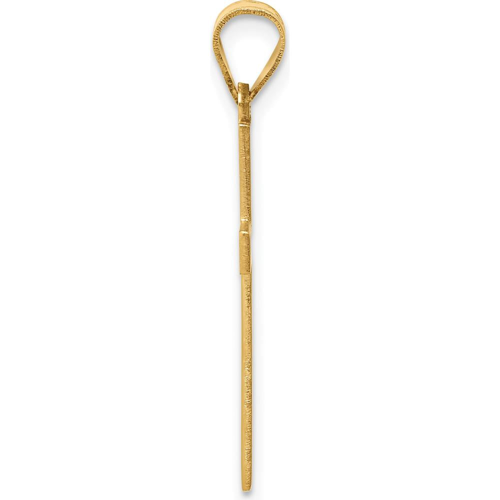 14K Yellow Gold Florentine Satin Cross Pendant with Polished Bail - 28mm Total Length by Oro Pregiato