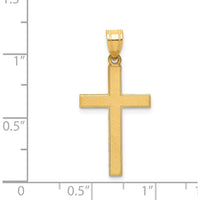 14K Yellow Gold Florentine Satin Cross Pendant with Polished Bail - 28mm Total Length by Oro Pregiato