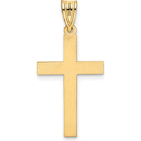 14K Yellow Gold Florentine Satin Cross Pendant with Polished Bail - 28mm Total Length by Oro Pregiato
