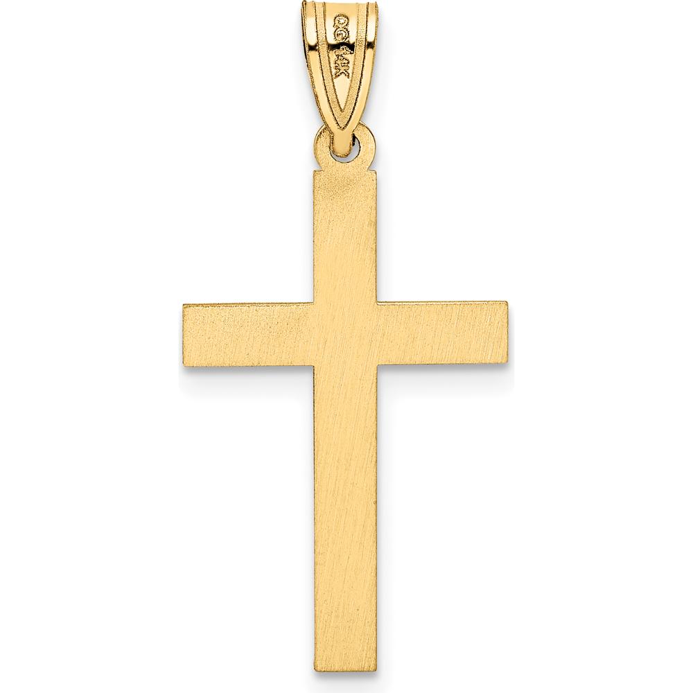 14K Yellow Gold Florentine Satin Cross Pendant with Polished Bail - 28mm Total Length by Oro Pregiato