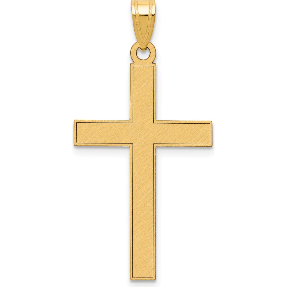 14K Yellow Gold Florentine Satin Cross Pendant with Polished Edges - 36mm Length, 18mm Width by Oro Pregiato