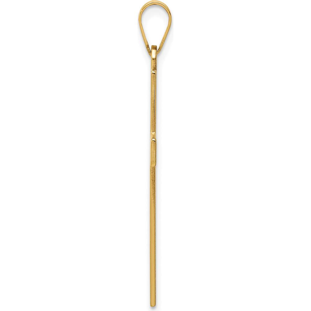 14K Yellow Gold Florentine Satin Cross Pendant with Polished Edges - 36mm Length, 18mm Width by Oro Pregiato