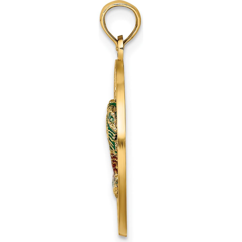 14K Yellow Gold Florida Enamel Palm Tree Circle Charm by Oro Pregiato