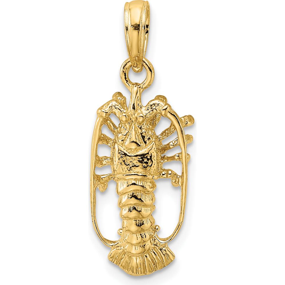 14K Yellow Gold Florida Lobster Pendant Charm with Polished Textured Finish by Oro Pregiato
