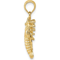 14K Yellow Gold Florida Lobster Pendant Charm with Polished Textured Finish by Oro Pregiato