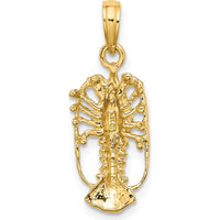 14K Yellow Gold Florida Lobster Pendant Charm with Polished Textured Finish by Oro Pregiato