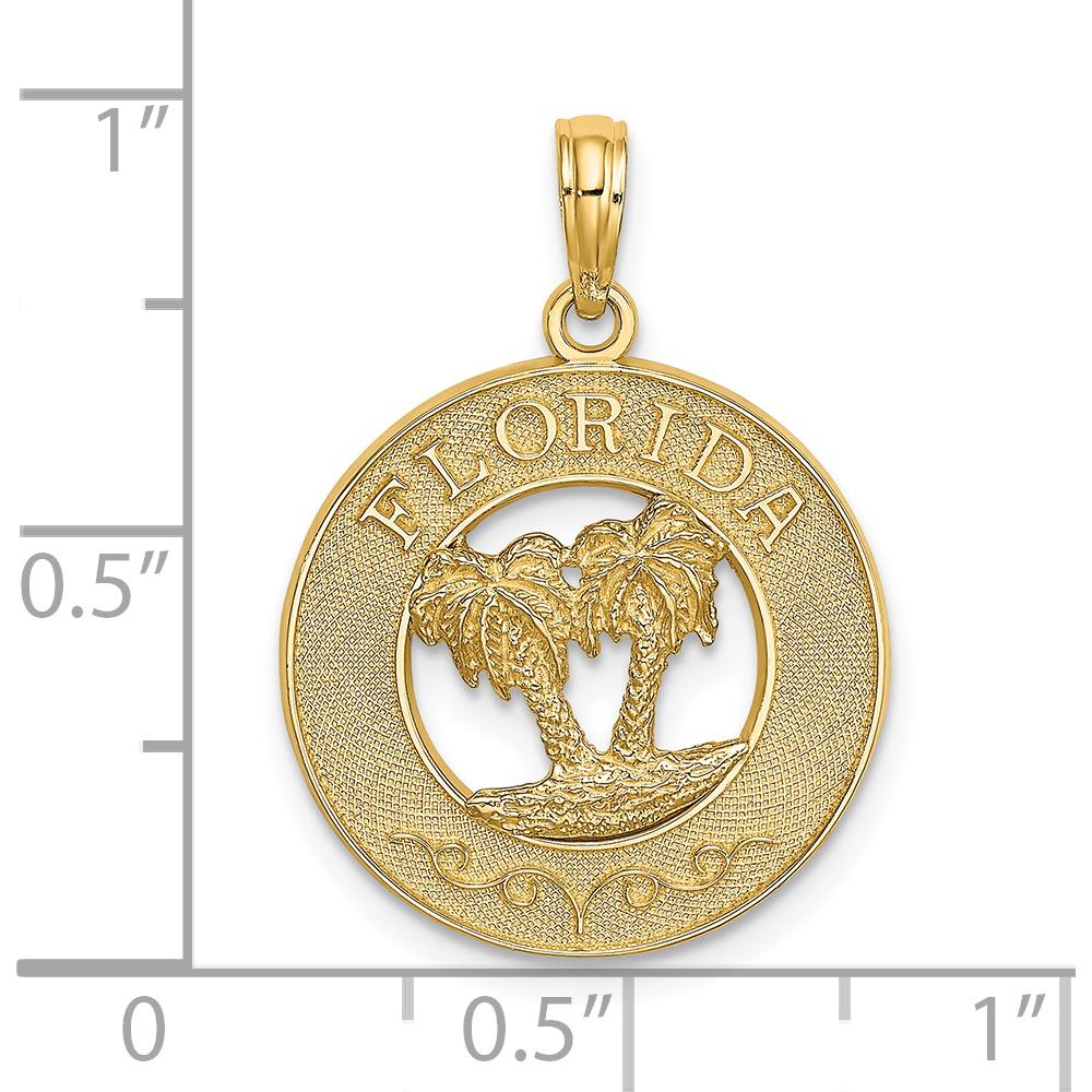 14K Yellow Gold Florida Palm Tree Circle Charm - 24.7mm Length by Oro Pregiato
