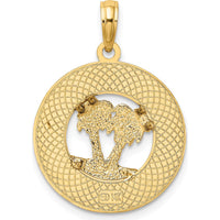 14K Yellow Gold Florida Palm Tree Circle Charm - 24.7mm Length by Oro Pregiato