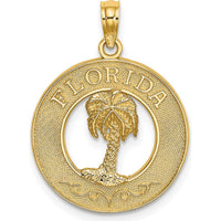 14K Yellow Gold Florida Palm Tree Circle Charm - Polished Finish by Oro Pregiato