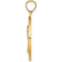 14K Yellow Gold Florida Palm Tree Circle Charm - Polished Finish by Oro Pregiato