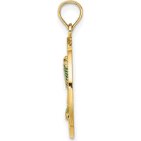 14K Yellow Gold Florida Palm Tree Enamel Circle Charm - 24.7mm by Oro Pregiato