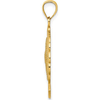 14K Yellow Gold Florida Starfish and Dolphin Wave Charm - 31mm Length by Oro Pregiato